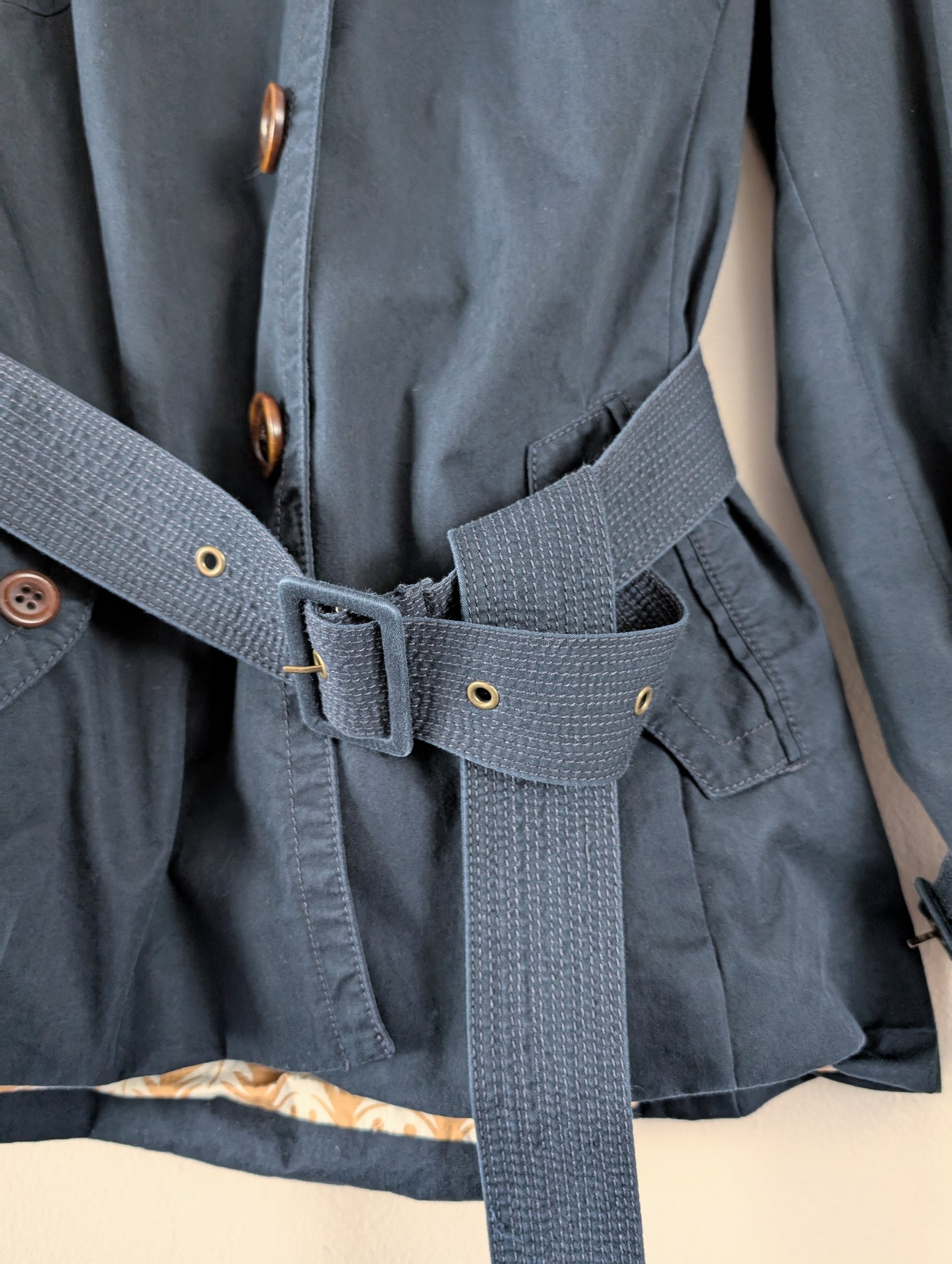 water resistant cropped trench coat