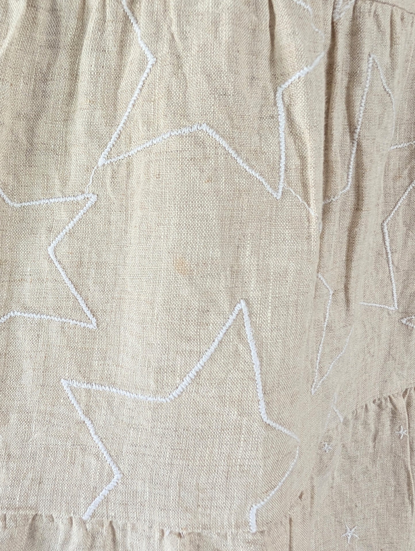 Daniel & Mayer beige linen dress with embroidered stars