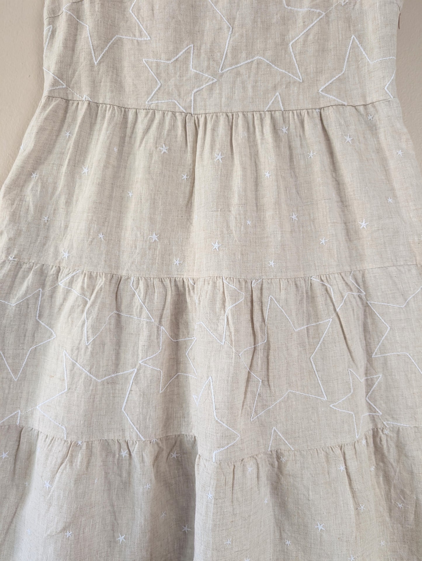Daniel & Mayer beige linen dress with embroidered stars