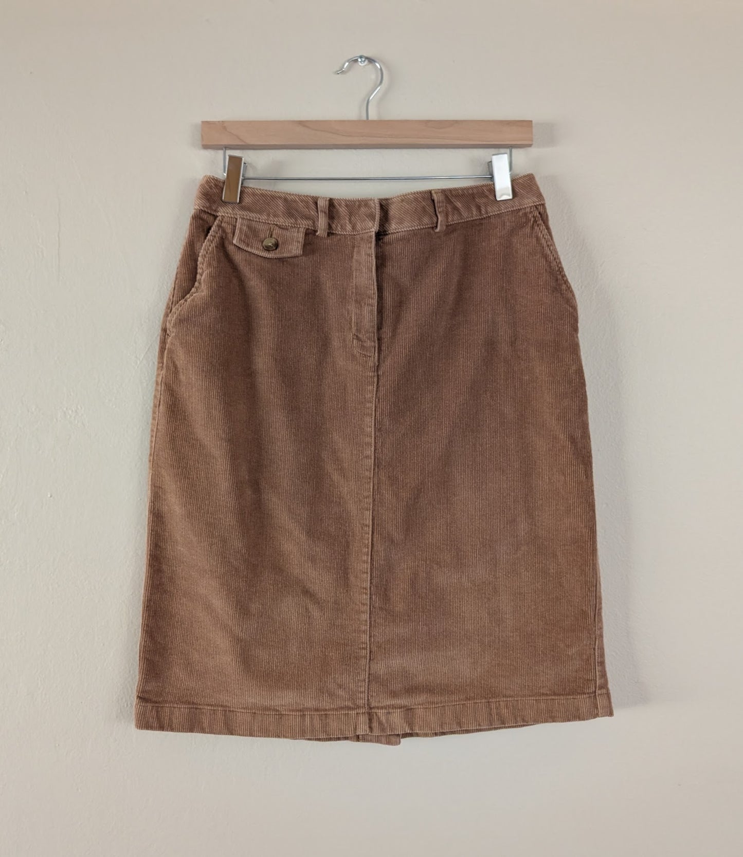 vintage corduroy midi skirt in brown