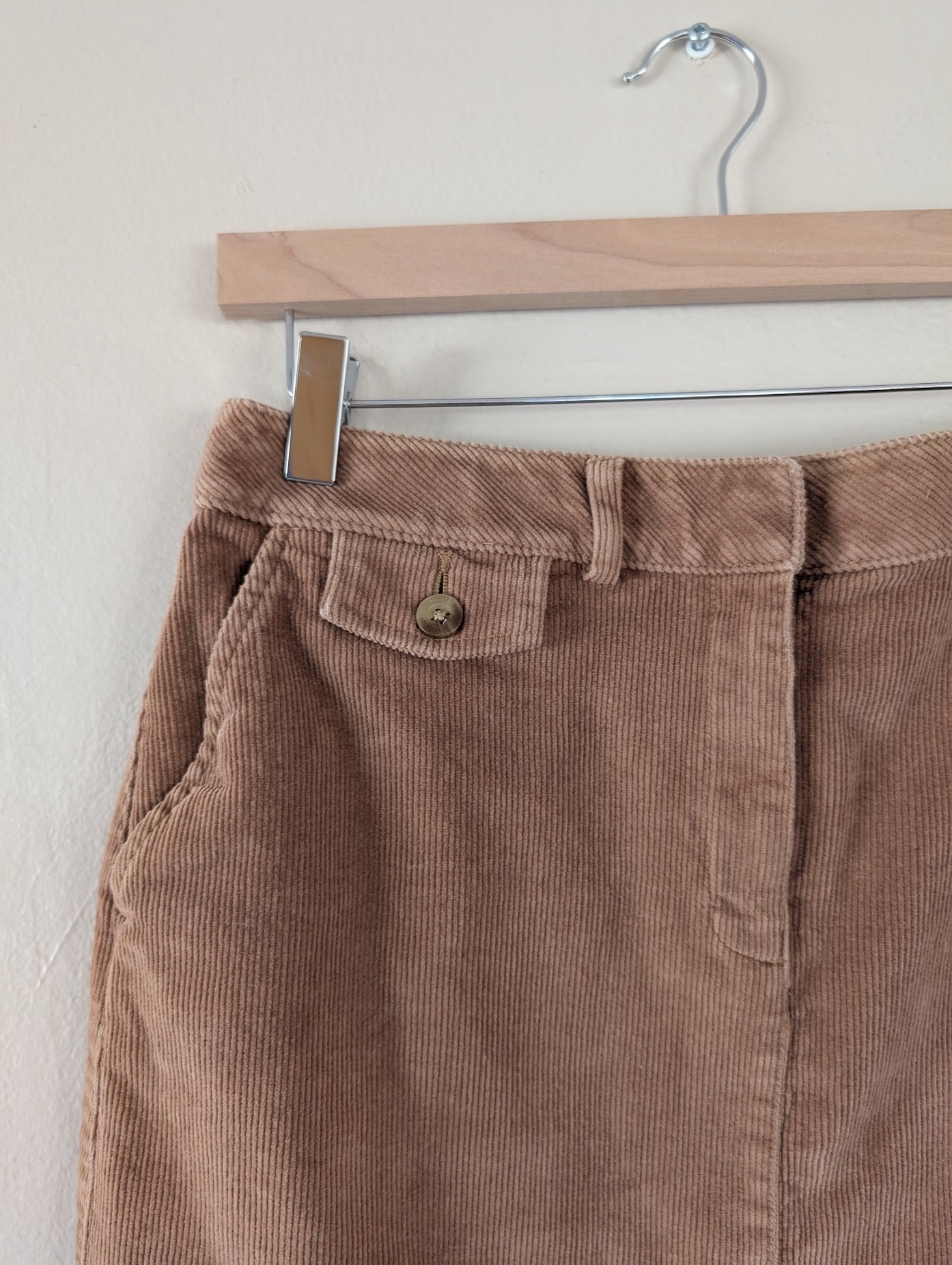 vintage corduroy midi skirt in brown