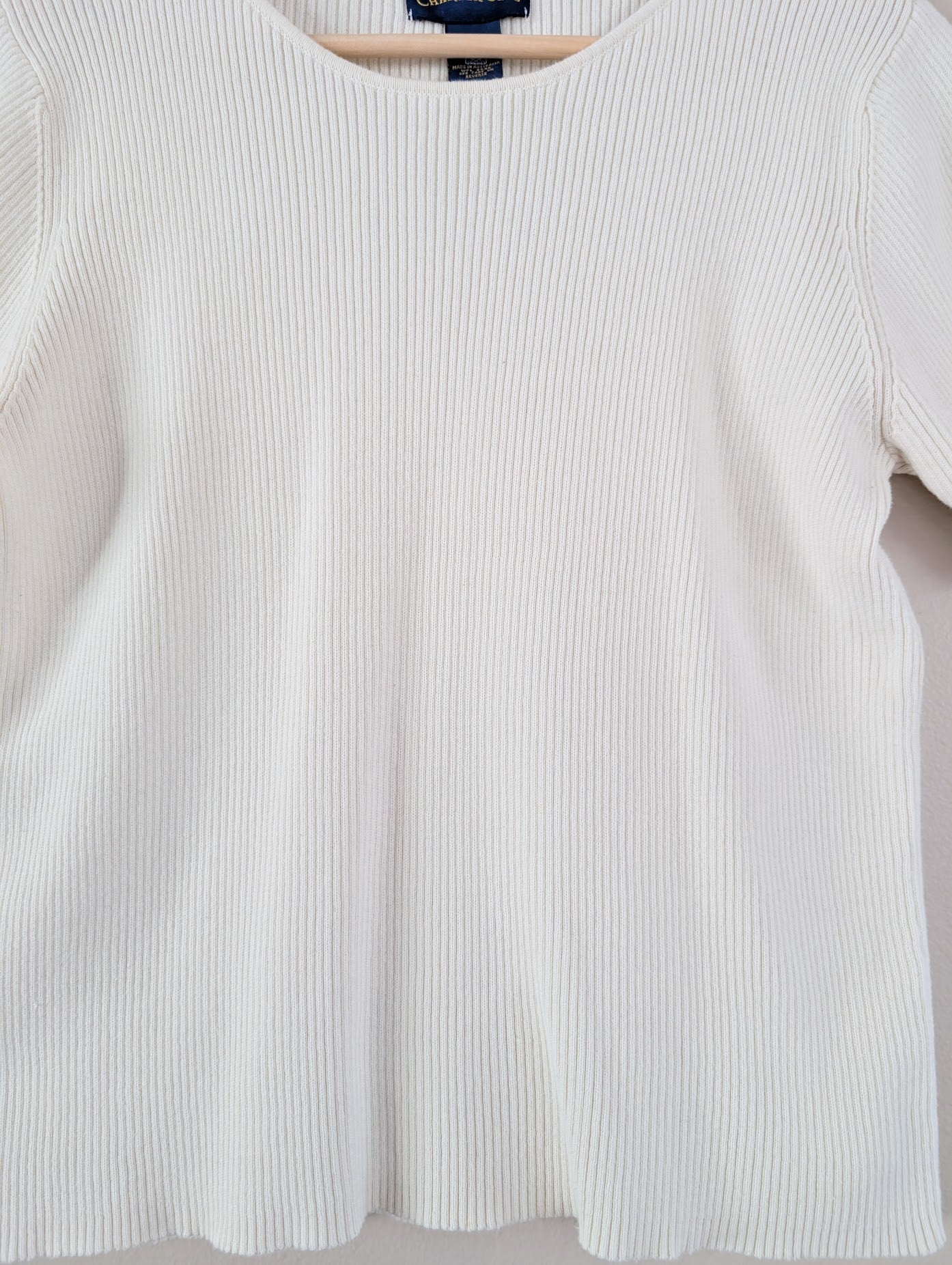 Short Sleeve Cotton Ribbed Knit Tee (L)