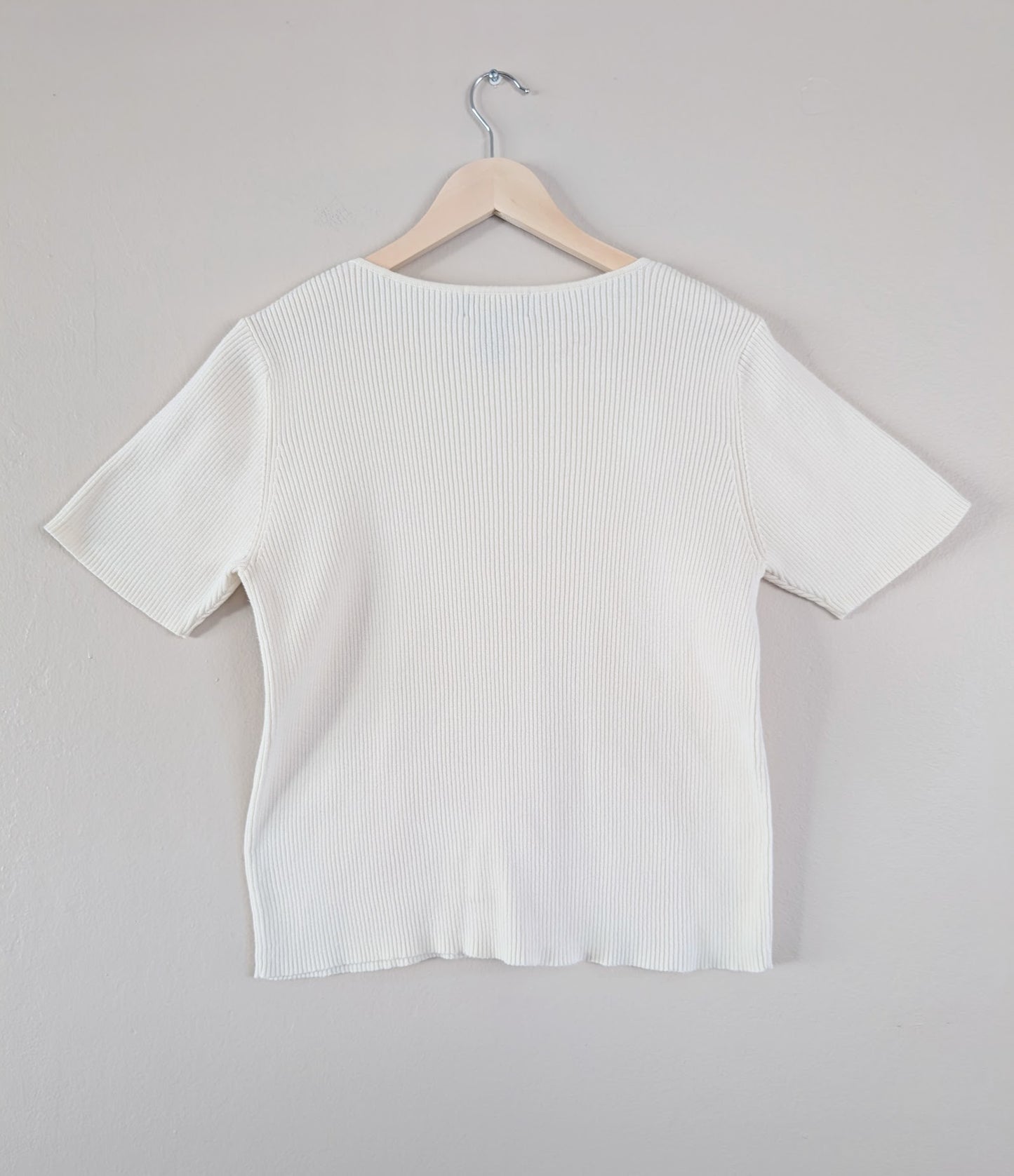 Short Sleeve Cotton Ribbed Knit Tee (L)