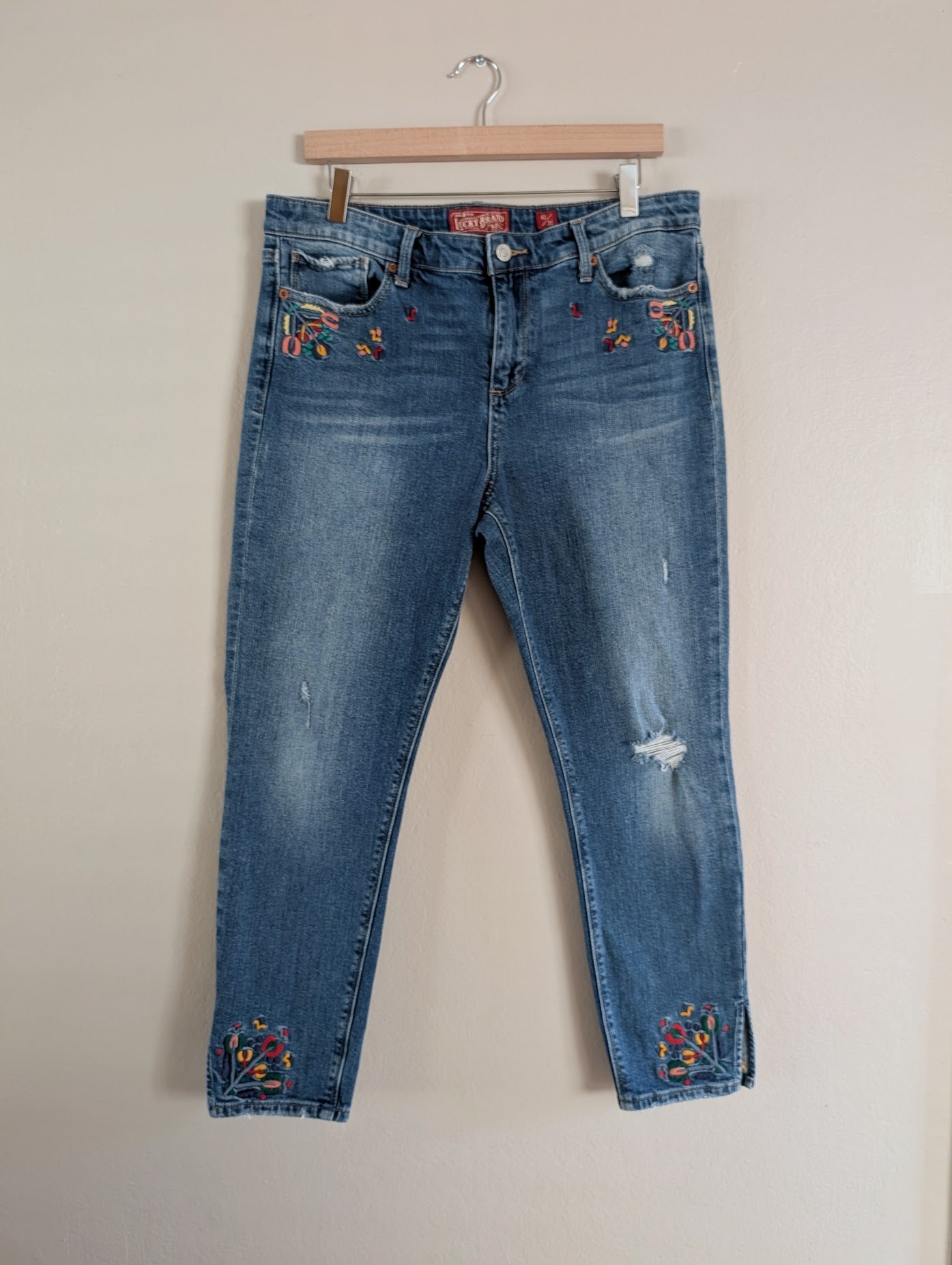 floral embroidered jeans