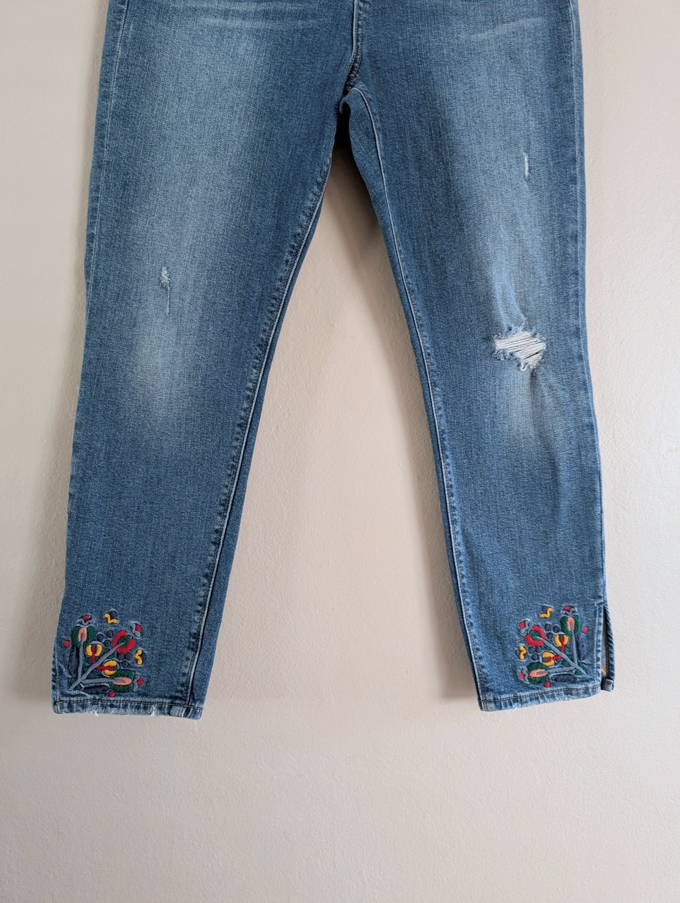 floral embroidered jeans