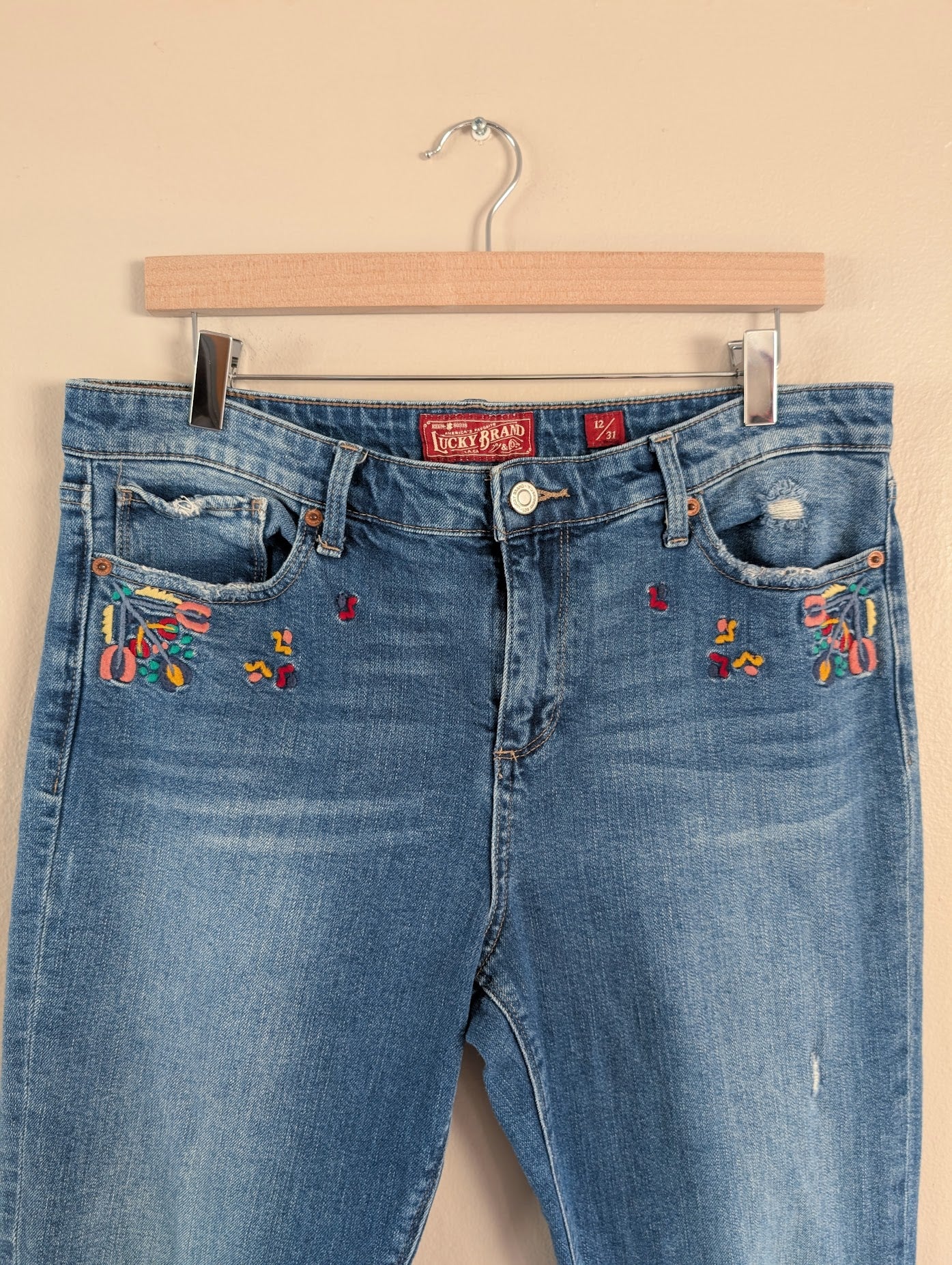 floral embroidered jeans