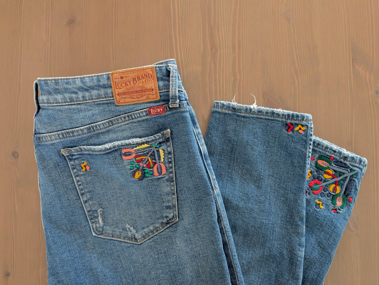 floral embroidered jeans
