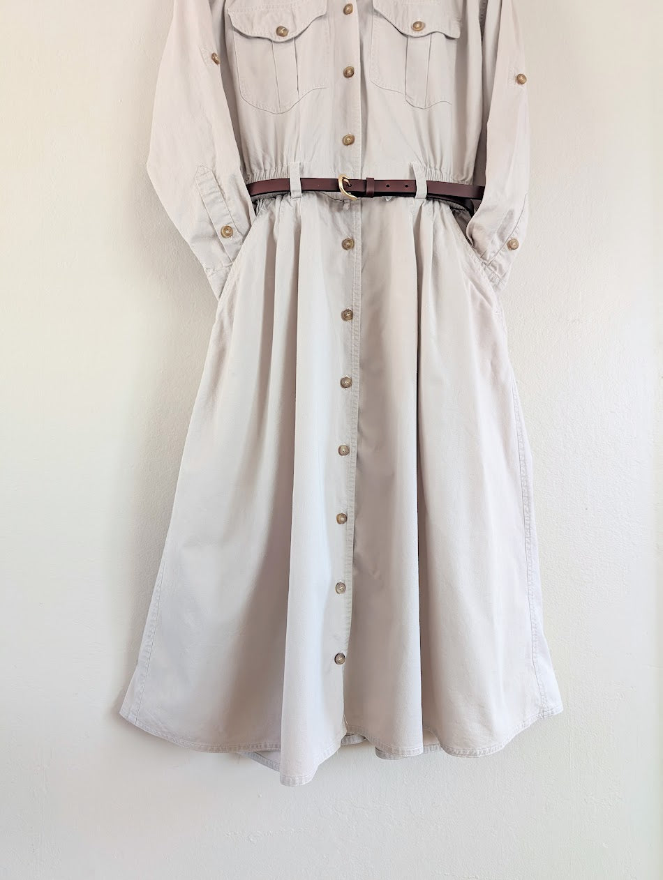 safari trench dress in khaki