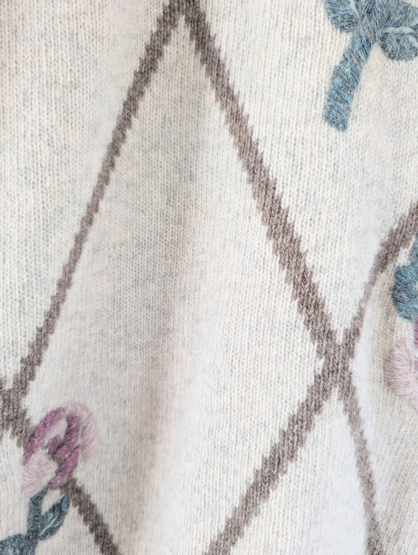 Wool Blend Embroidered Floral Cottagecore Sweater (M)