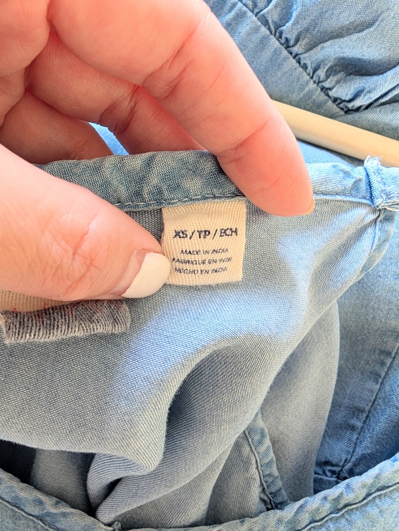 Chambray Tiered Off the Shoulder Maxi Dress (XS)