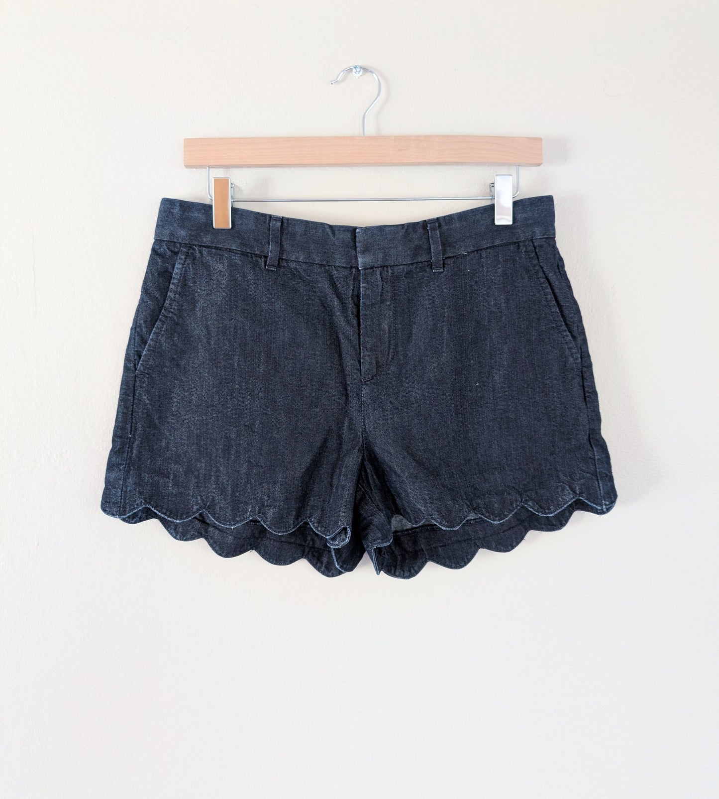 Scallop Hem Dark Chambray Shorts (27)