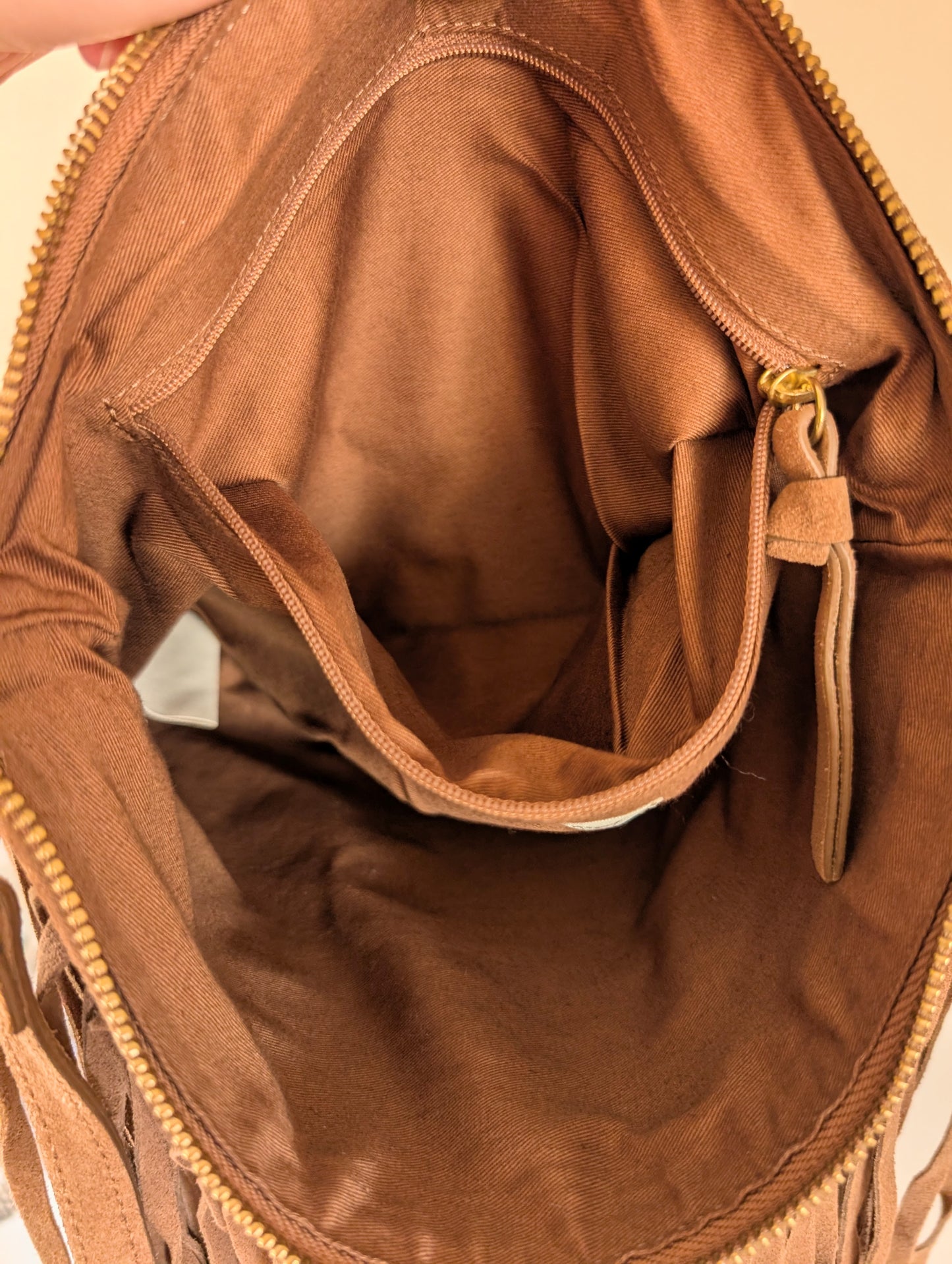 Genuine Suede Fringe Small Crossbody Tote