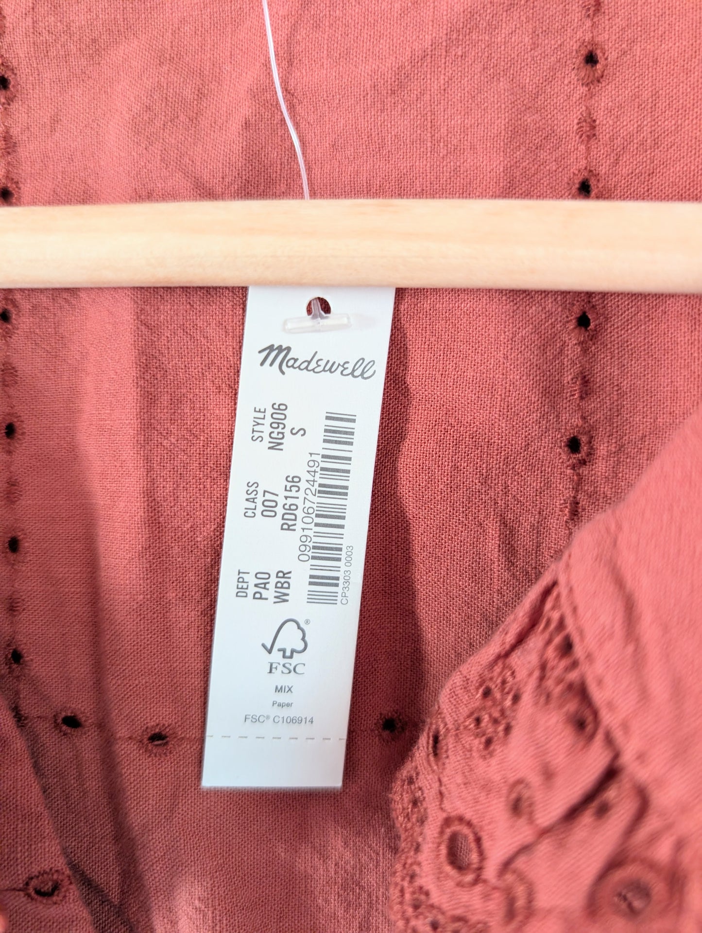 Embroidered Eyelet Collared Shirt (S)