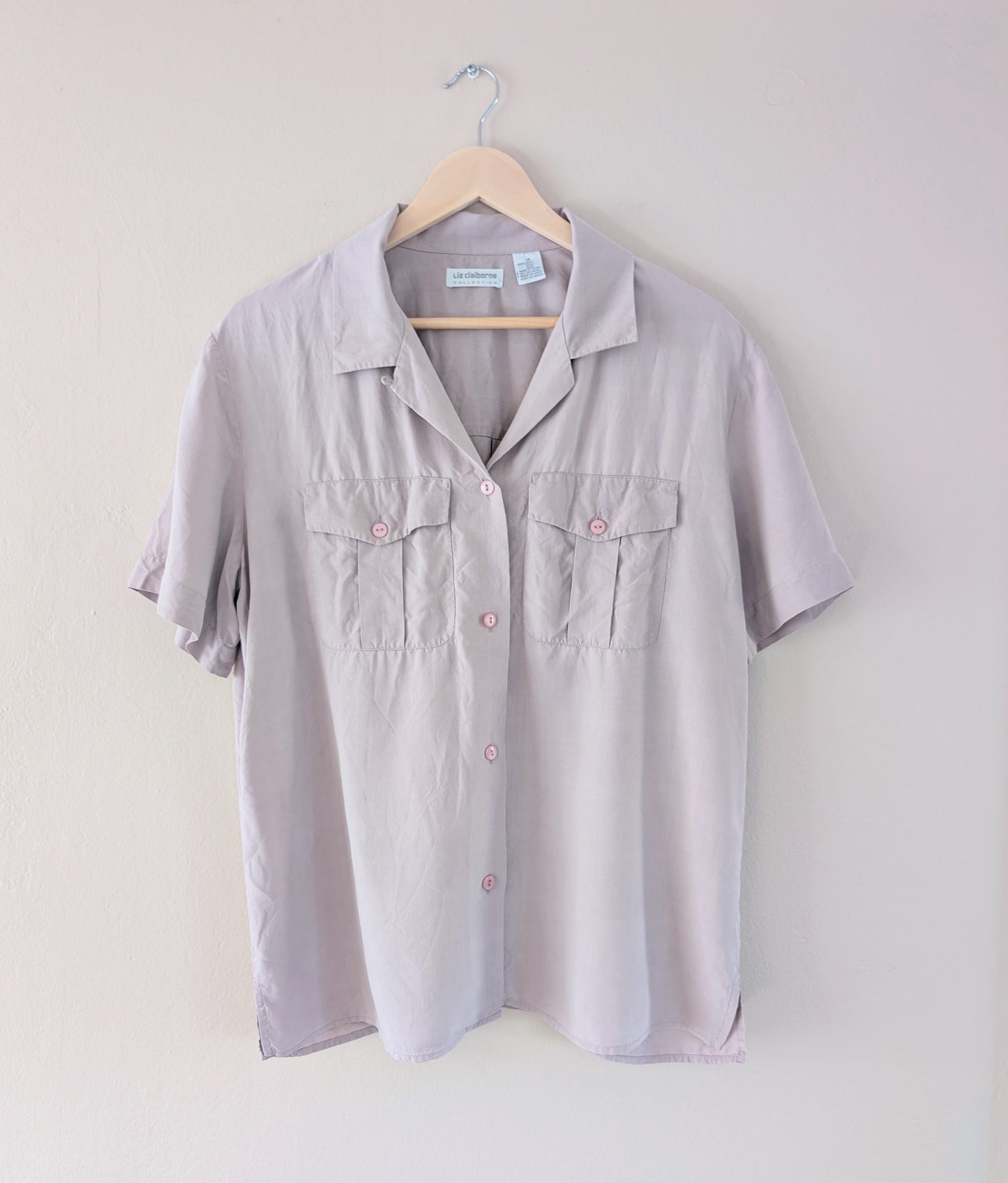 100% Silk Button Up Short Sleeve Shirt (14)
