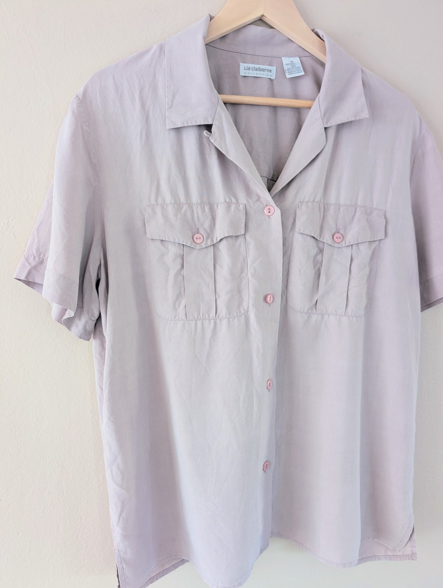 100% Silk Button Up Short Sleeve Shirt (14)