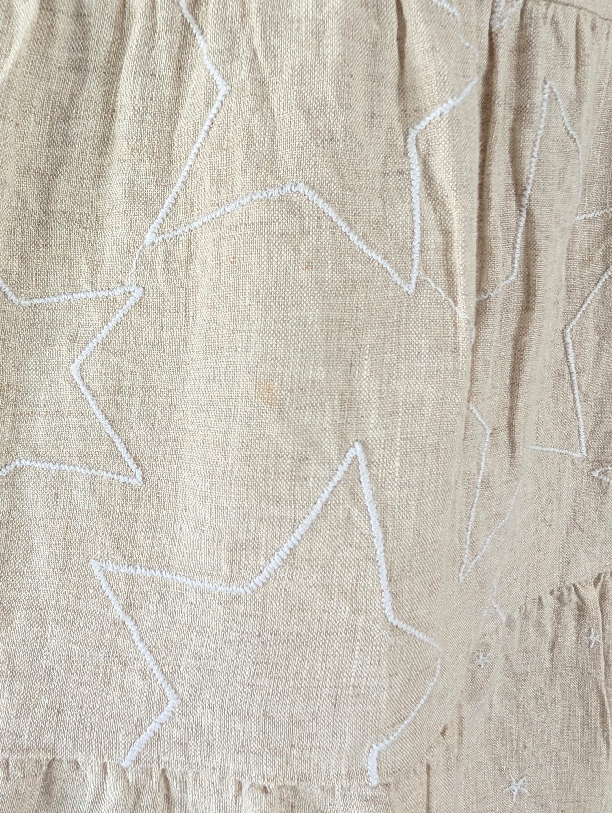 Daniel & Mayer beige linen dress with embroidered stars