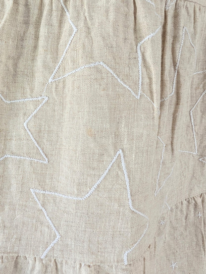 Daniel & Mayer beige linen dress with embroidered stars