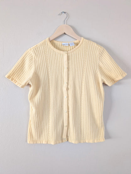 Vintage Butter Yellow Short Sleeve Cardigan (M)