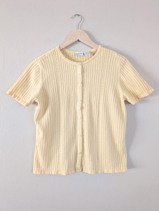 Vintage Butter Yellow Short Sleeve Cardigan (M)