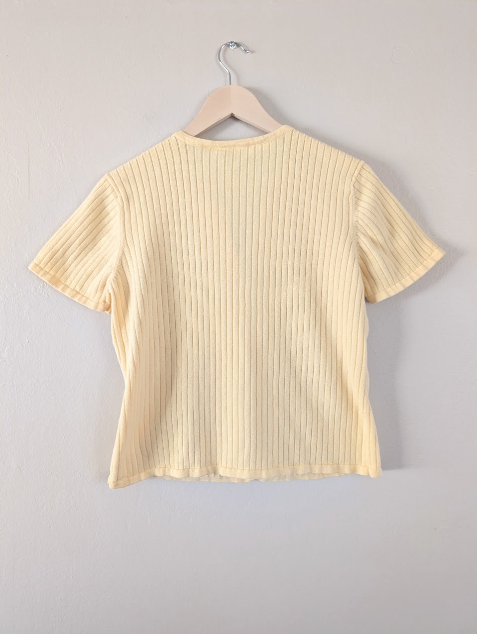 vintage butter yellow cardigan
