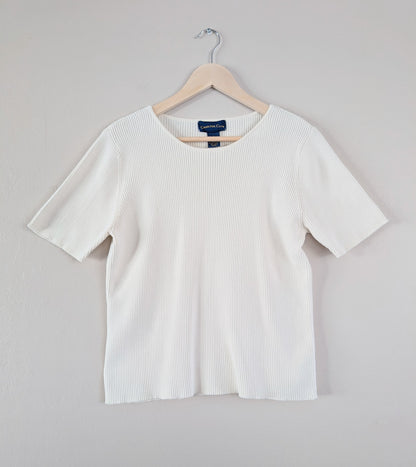 Short Sleeve Cotton Ribbed Knit Tee (L)
