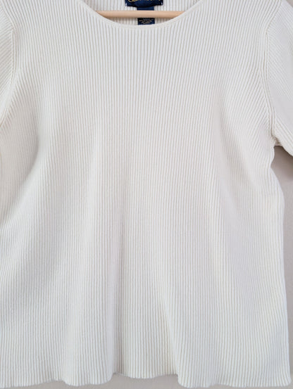 Short Sleeve Cotton Ribbed Knit Tee (L)