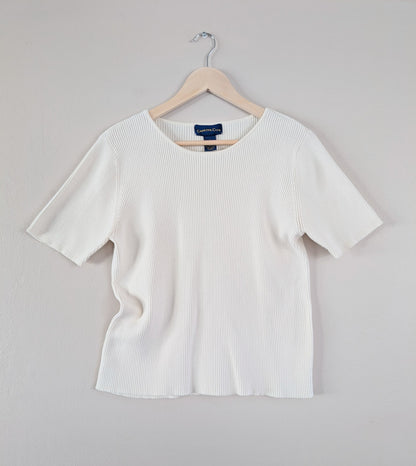 Short Sleeve Cotton Ribbed Knit Tee (L)