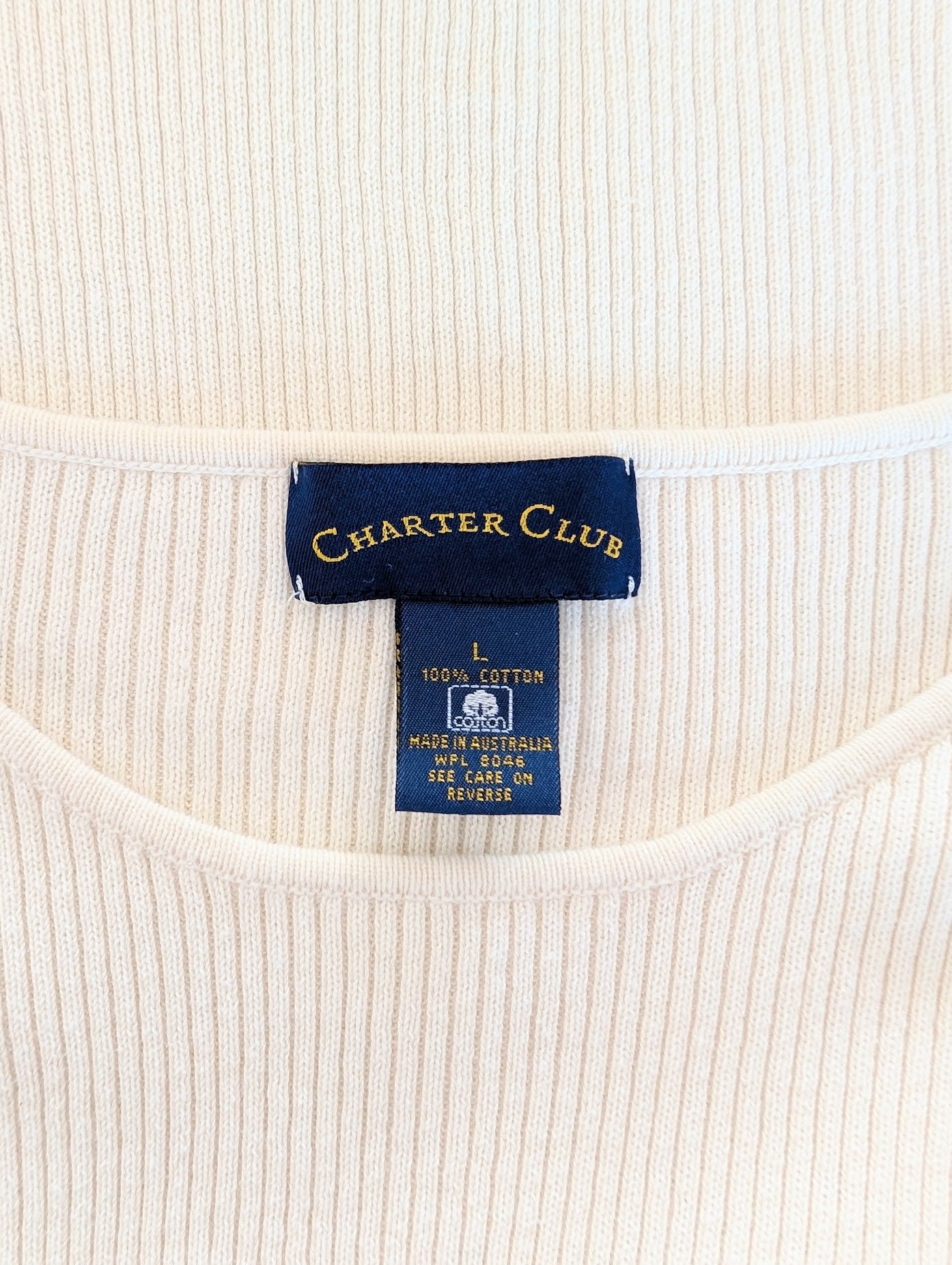 Short Sleeve Cotton Ribbed Knit Tee (L)