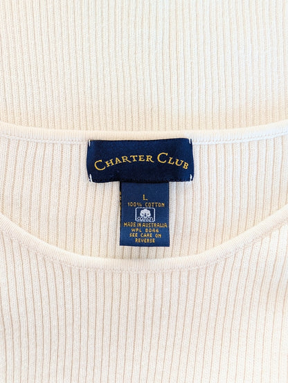 Short Sleeve Cotton Ribbed Knit Tee (L)