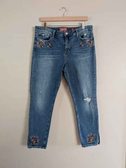 floral embroidered jeans