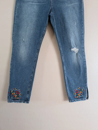 floral embroidered jeans
