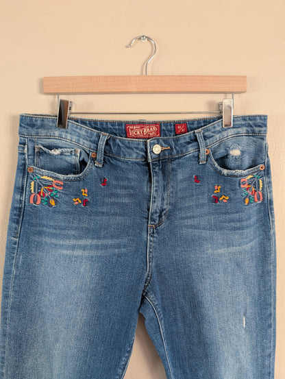 floral embroidered jeans