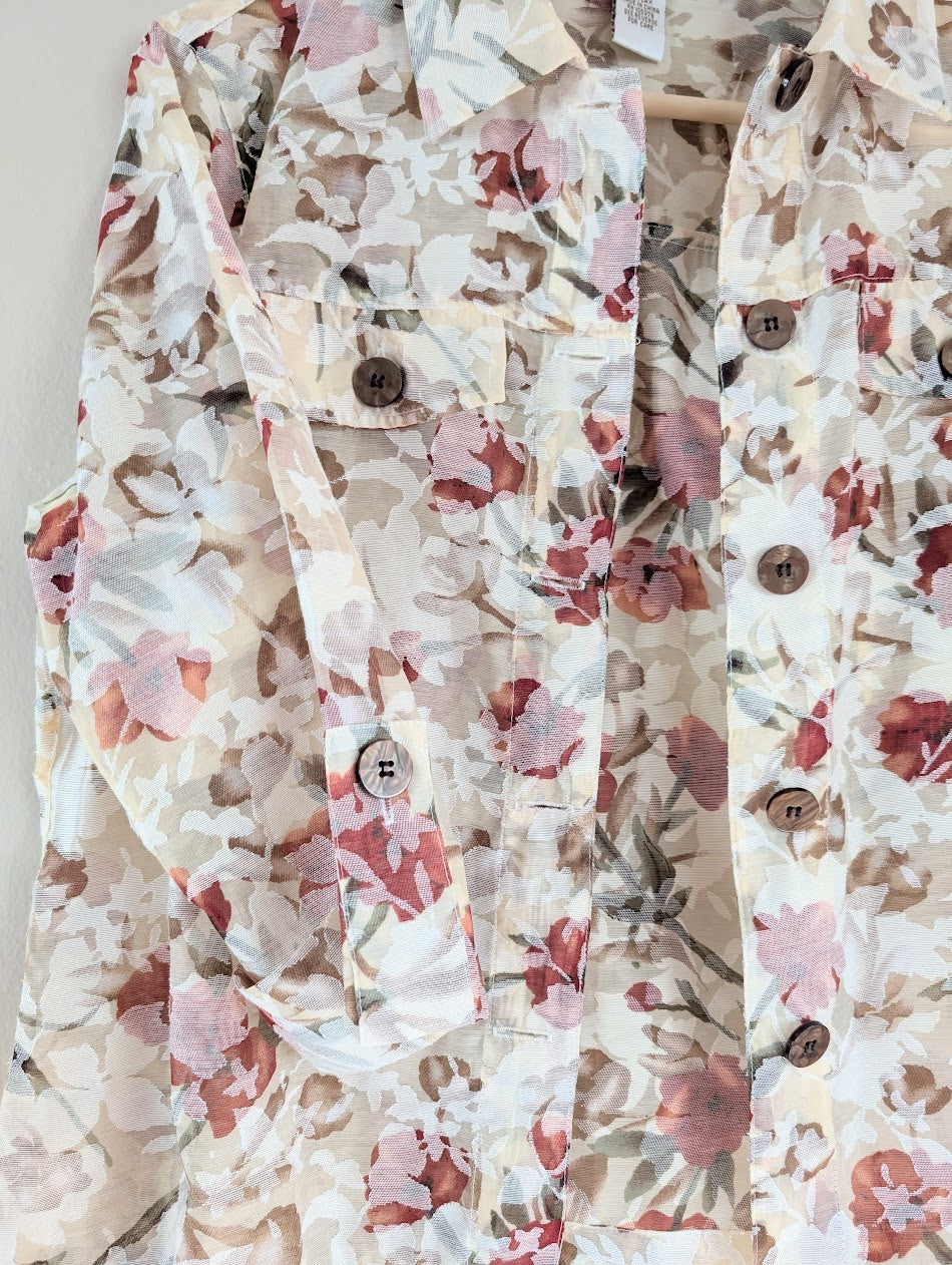 Floral Burnout Button Up Shirt (PM)