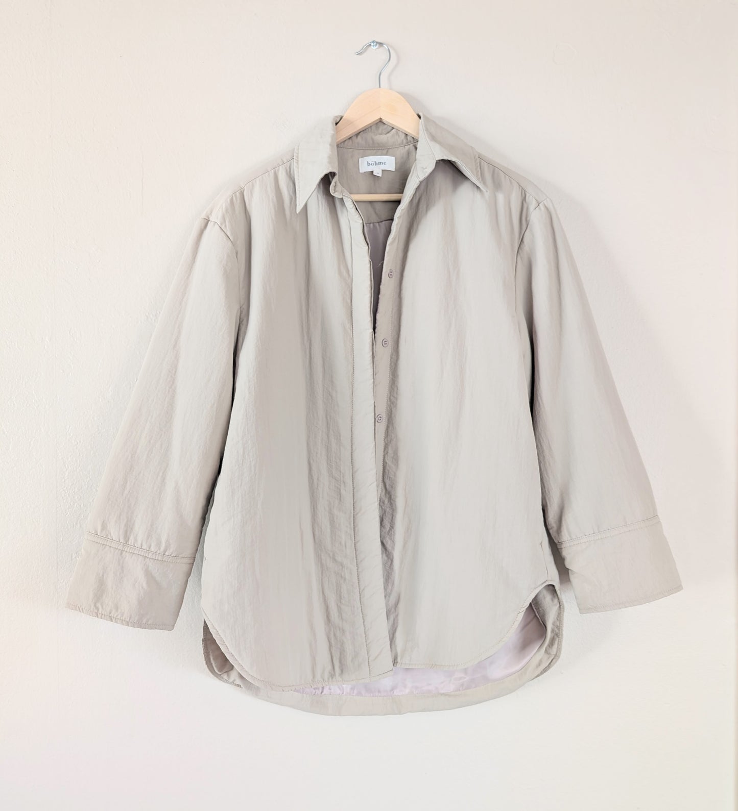 Oversized Nylon Jacket in Taupe (S)