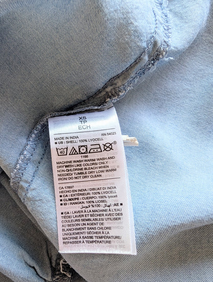 Chambray Tiered Off the Shoulder Maxi Dress (XS)