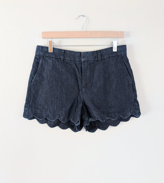 Scallop Hem Dark Chambray Shorts (27)