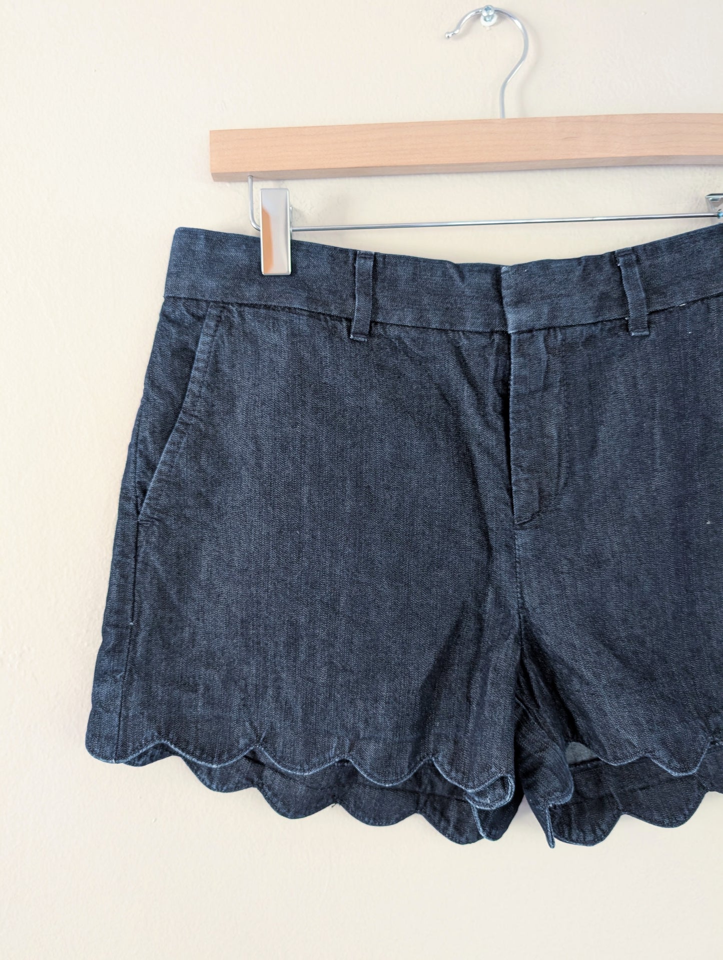 Scallop Hem Dark Chambray Shorts (27)