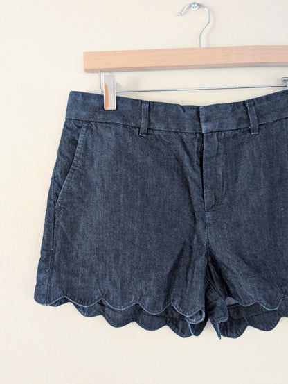 Scallop Hem Dark Chambray Shorts (27)
