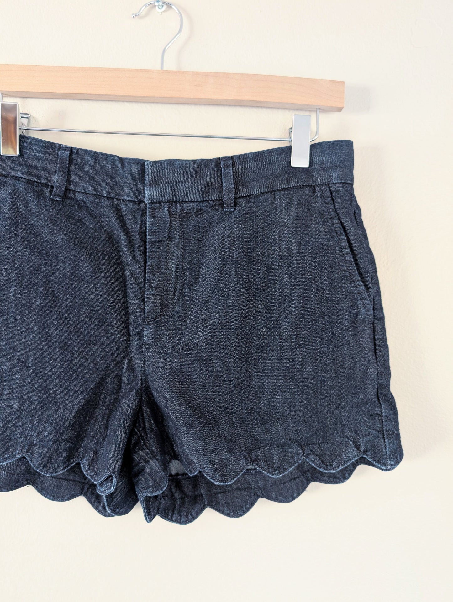Scallop Hem Dark Chambray Shorts (27)