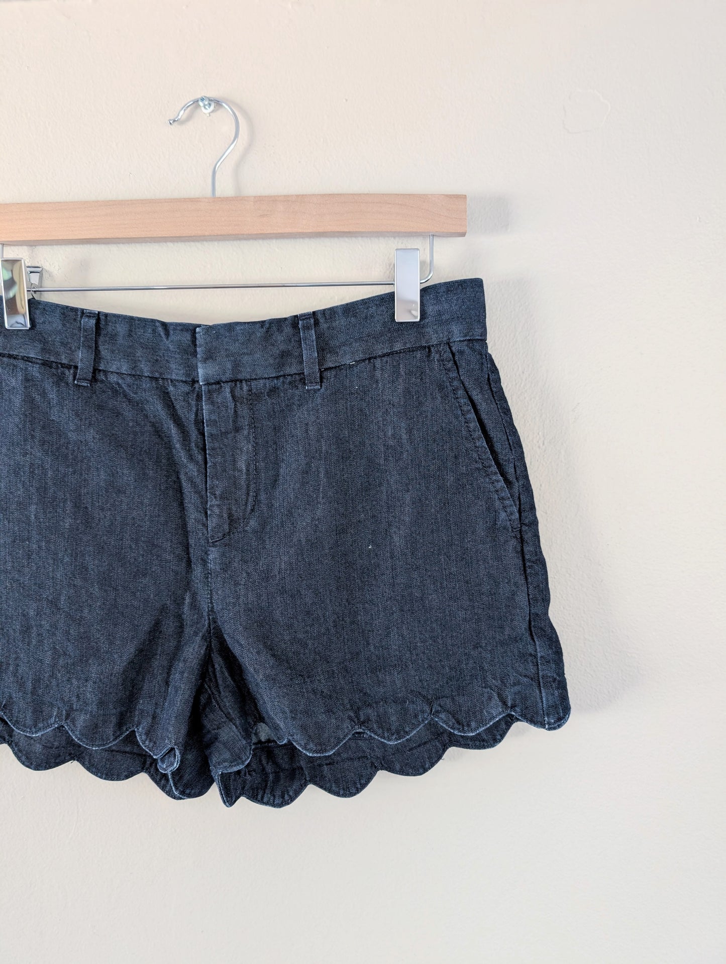 Scallop Hem Dark Chambray Shorts (27)