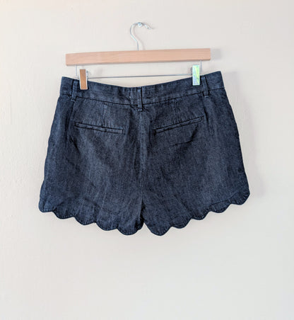 Scallop Hem Dark Chambray Shorts (27)