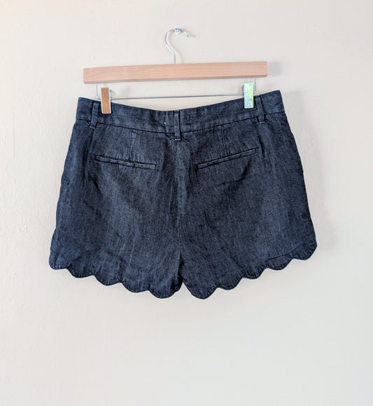Scallop Hem Dark Chambray Shorts (27)