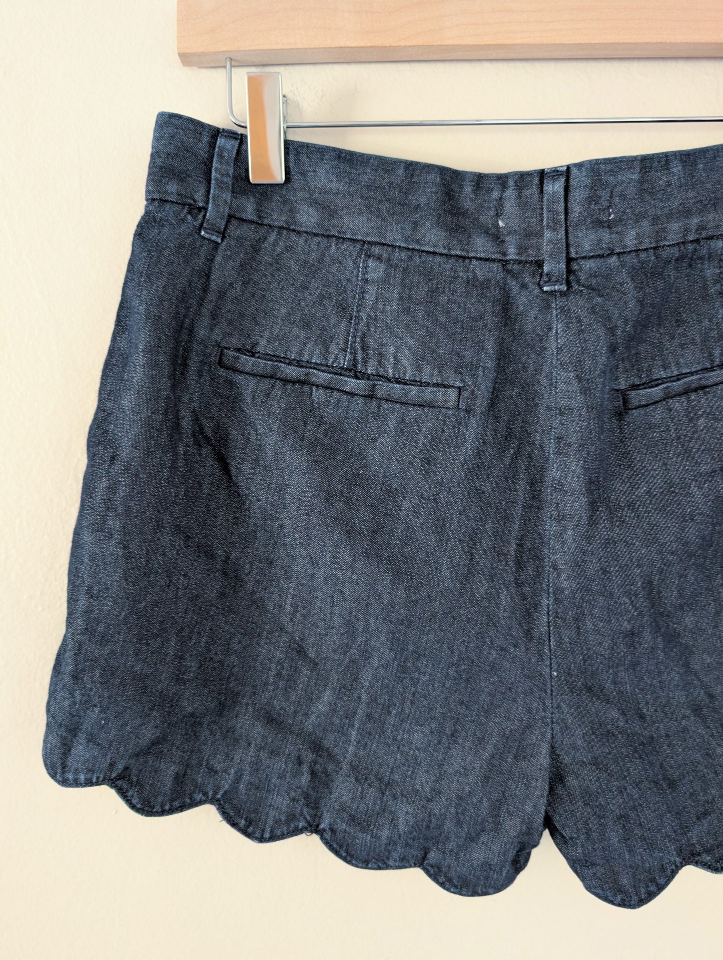 Scallop Hem Dark Chambray Shorts (27)
