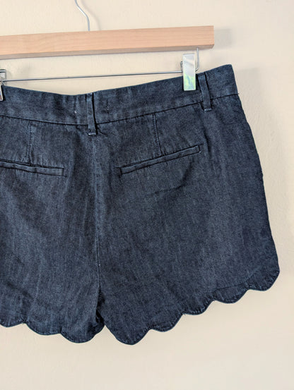 Scallop Hem Dark Chambray Shorts (27)