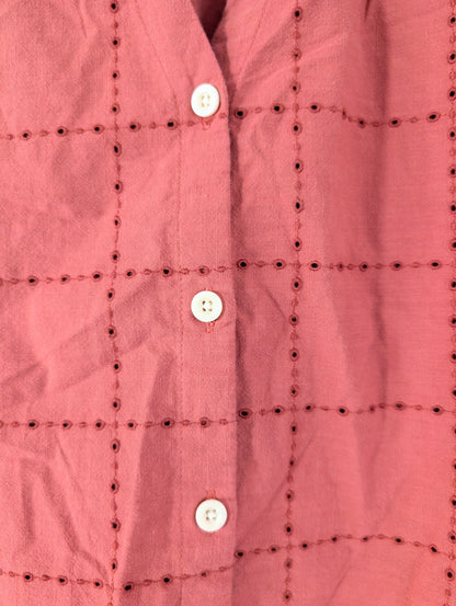 Embroidered Eyelet Collared Shirt (S)