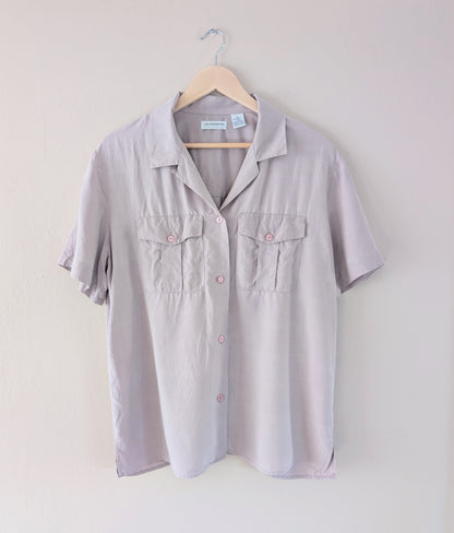 100% Silk Button Up Short Sleeve Shirt (14)