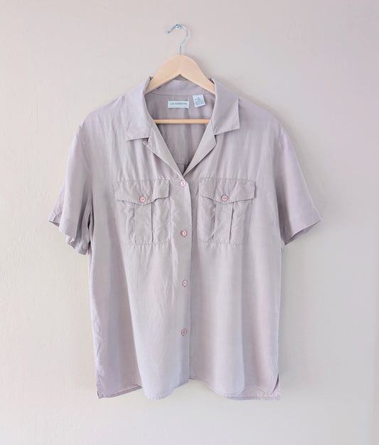 100% Silk Button Up Short Sleeve Shirt (14)